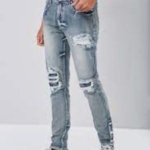 Forever 21 Men Distressed Snap-Button Jeans Size 30